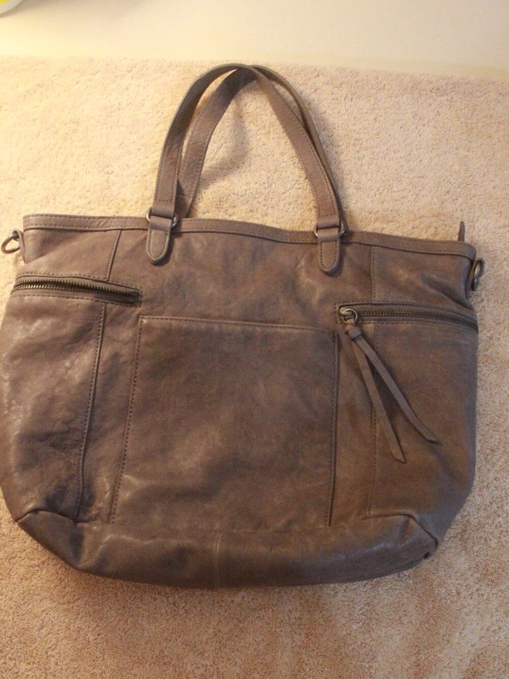 Lucky Brand Gray Leather Tote Bag
